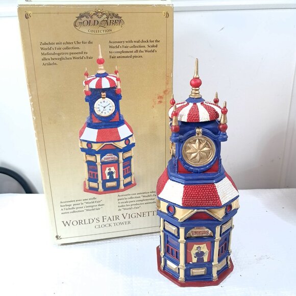Mr. Christmas World's Fair Vignette Clock Tower 2004 Gold Label Collection & box